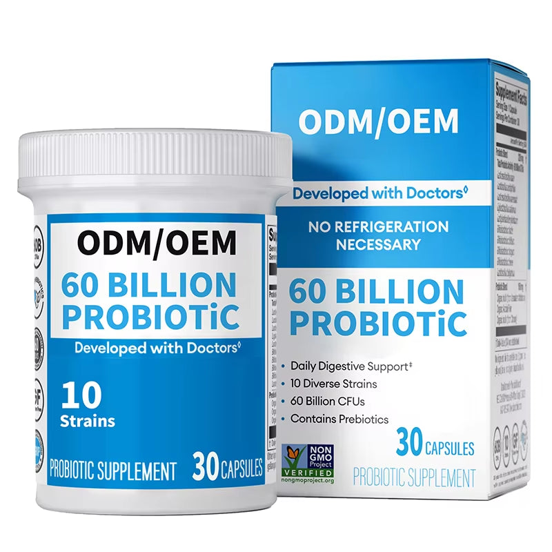 Probiotic Capsules 60 Billion Probiotics 30 Count Gut Health Supplement Private Label Probiotics Supplement for Men Women