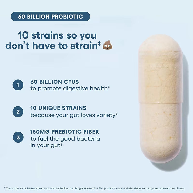 Probiotic Capsules 60 Billion Probiotics 30 Count Gut Health Supplement Private Label Probiotics Supplement for Men Women