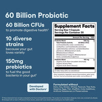 Probiotic Capsules 60 Billion Probiotics 30 Count Gut Health Supplement Private Label Probiotics Supplement for Men Women